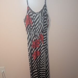 NAIF Black and White Embellished Maxi Sundress